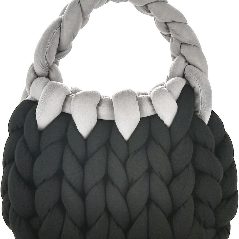 Women Handwoven Cotton Tote Bag Knitted Braided Small Purse for Travel Daily